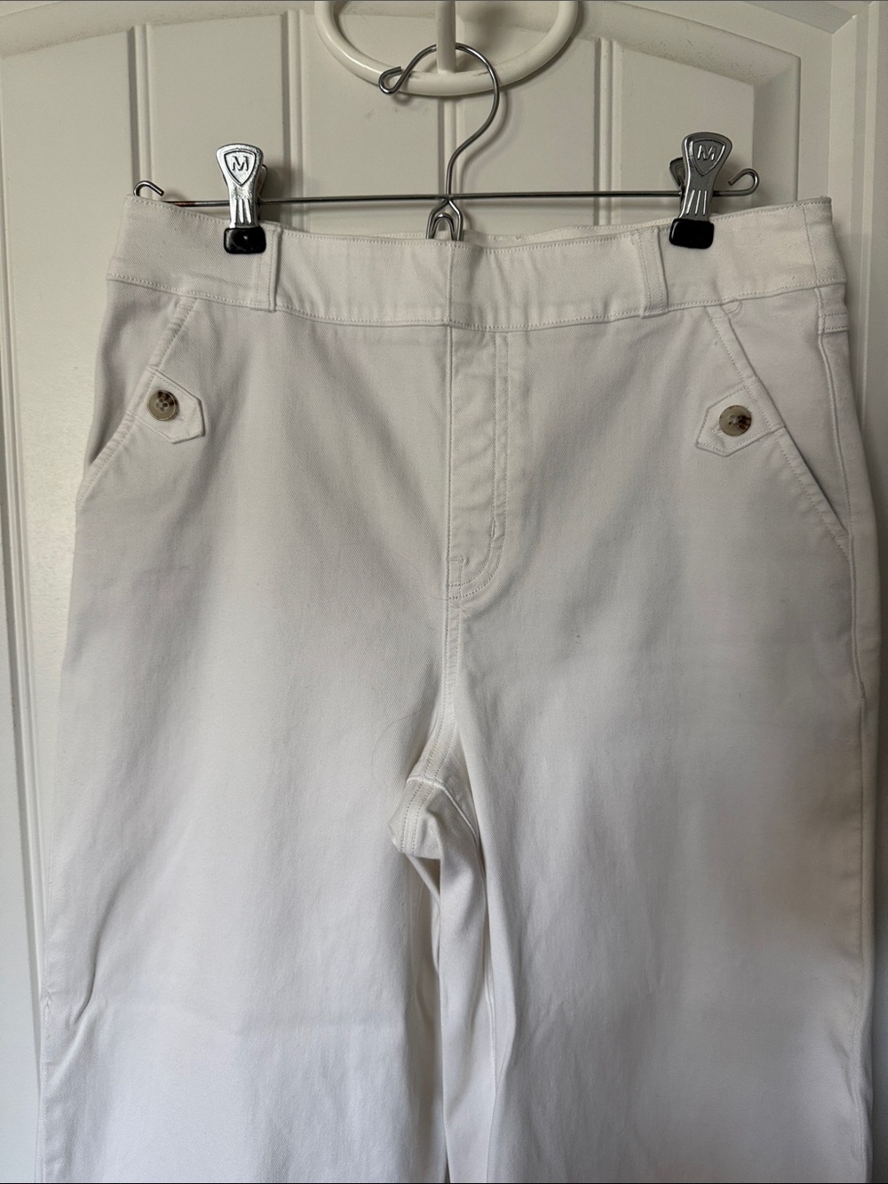 Spanx - Stretch Twill Cropped Wide Leg Pants - White - Medium - Picture 3 of 8